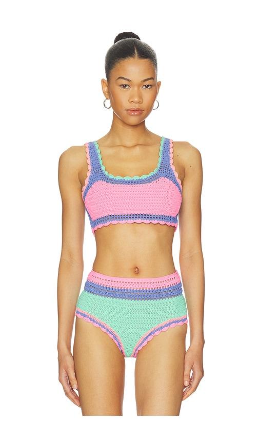beach riot andy bikini top in pink,blue.