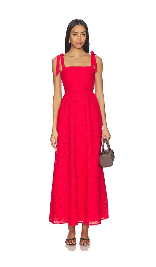 beach riot charlotte maxi dress in red.