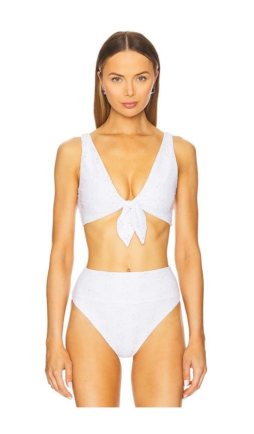 beach riot dallas bikini top in white.