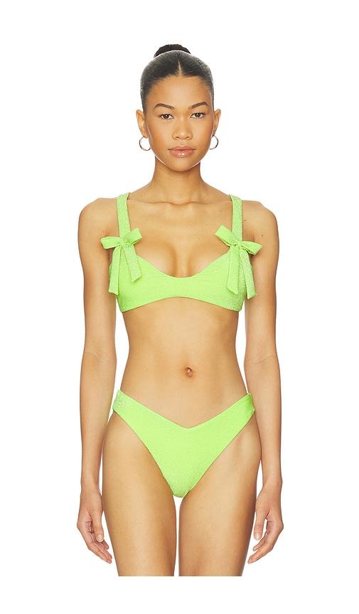 beach riot darlene bikini top in yellow.