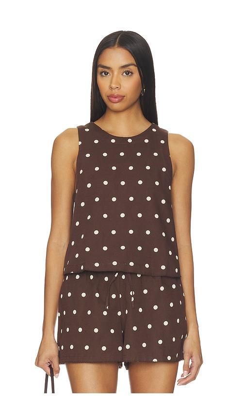 beach riot dollie sleeveless top in brown.