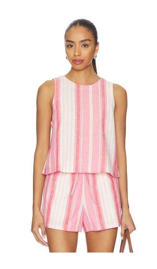 beach riot dollie sleeveless top in pink.