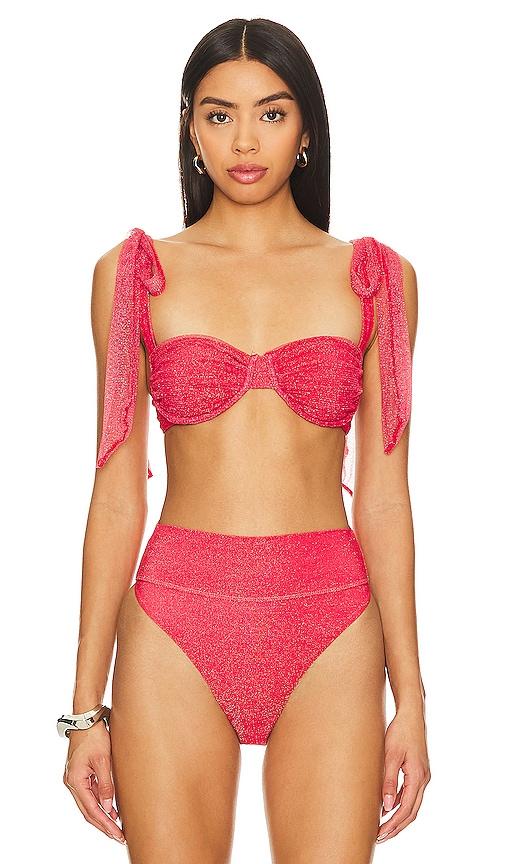 beach riot drea bikini top in red.