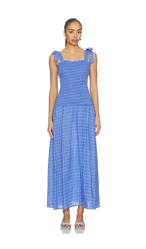 beach riot isadora maxi dress in blue.