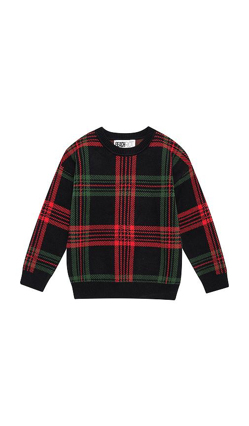beach riot kids little callie sweater in black,red.