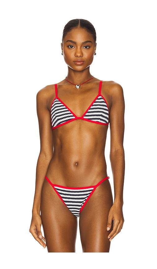beach riot kim bikini top in navy.