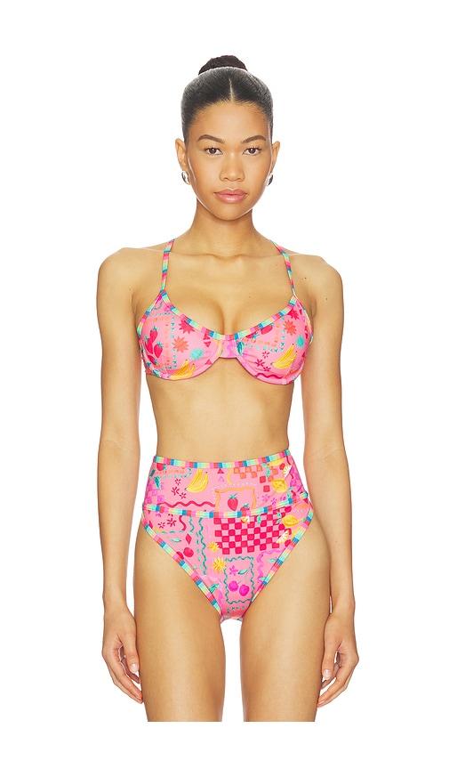 beach riot kori underwire bikini top in pink.