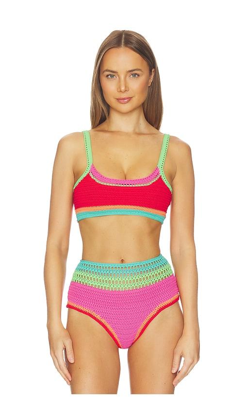 beach riot milana sports bikini top in red,teal.