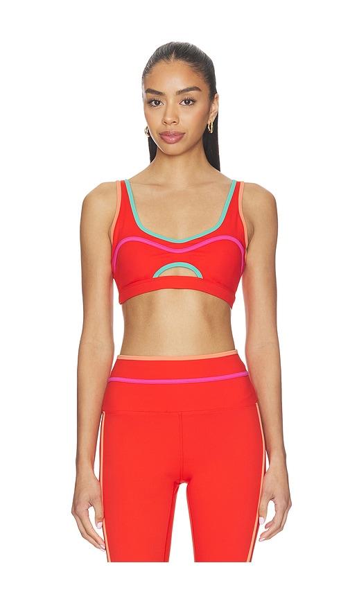 beach riot moxie sports bra in red.