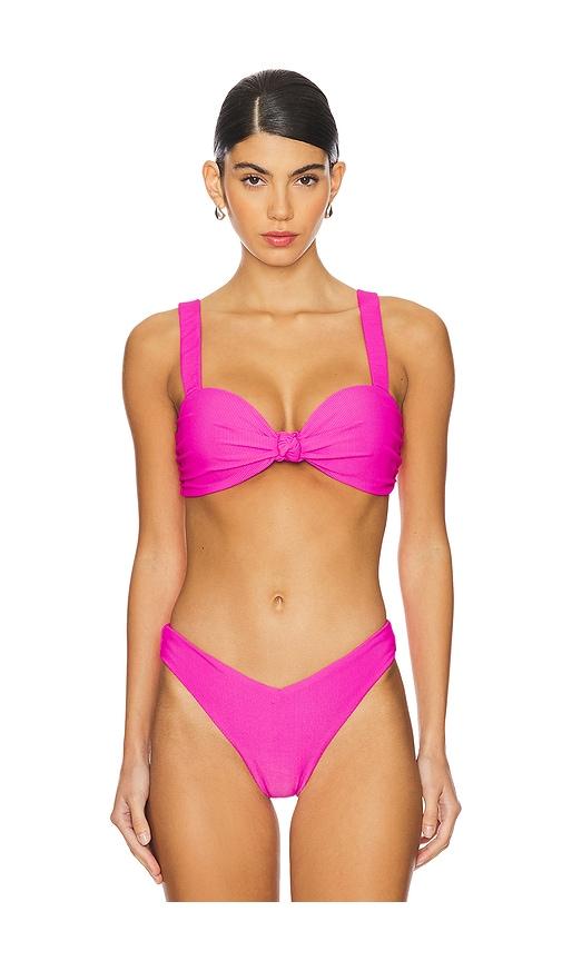 beach riot sophia bikini top in pink.