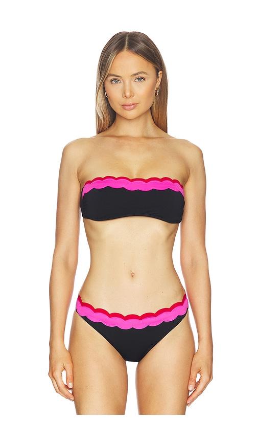 beach riot sybil bandeau bikini top in black.
