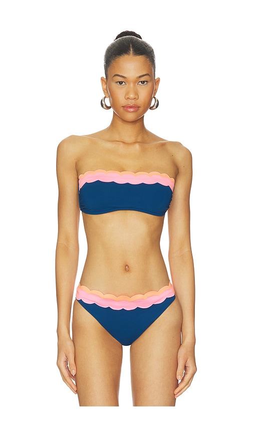 beach riot sybil bikini top in navy.