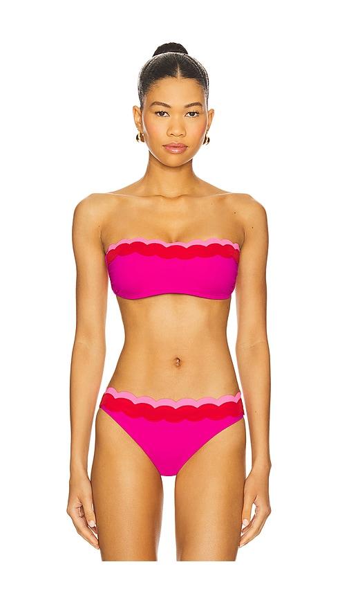 beach riot sybil bikini top in pink.