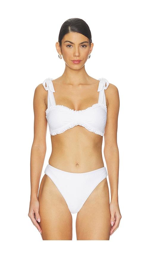beach riot taryn bikini top in white.