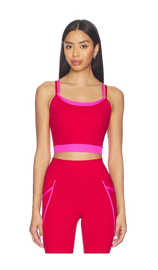 beach riot vinny sports bra in red,fuchsia.