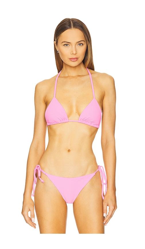 beach riot winona bikini top in pink.