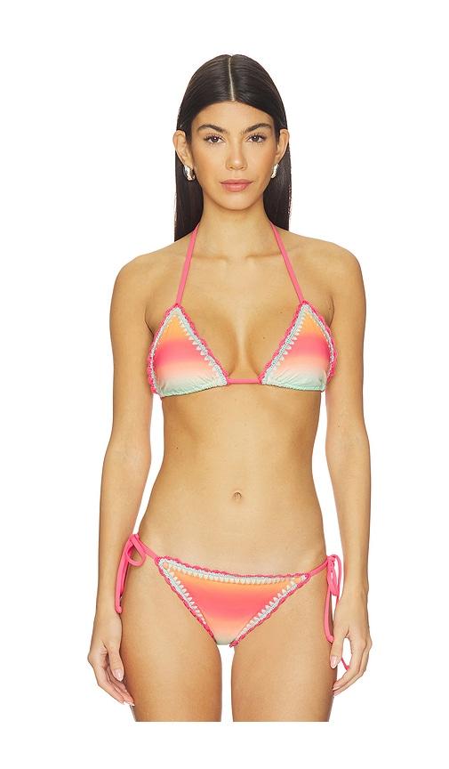 beach riot winona triangle bikini top in orange,mint.
