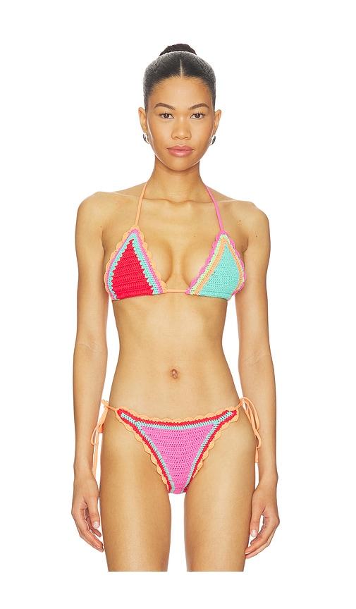 beach riot winona triangle bikini top in red.