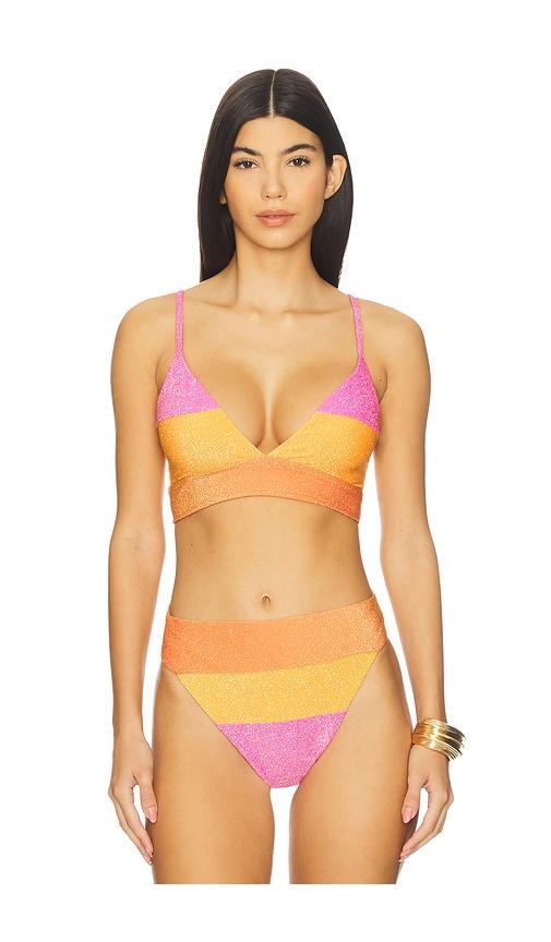 beach riot x revolve riza triangle bikini top in yellow.
