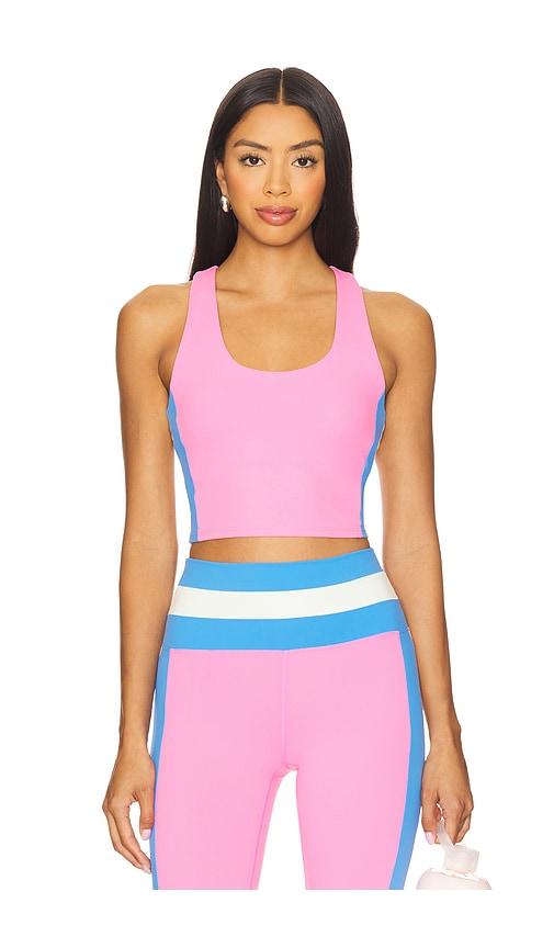 beach riot yara bikini top in pink.