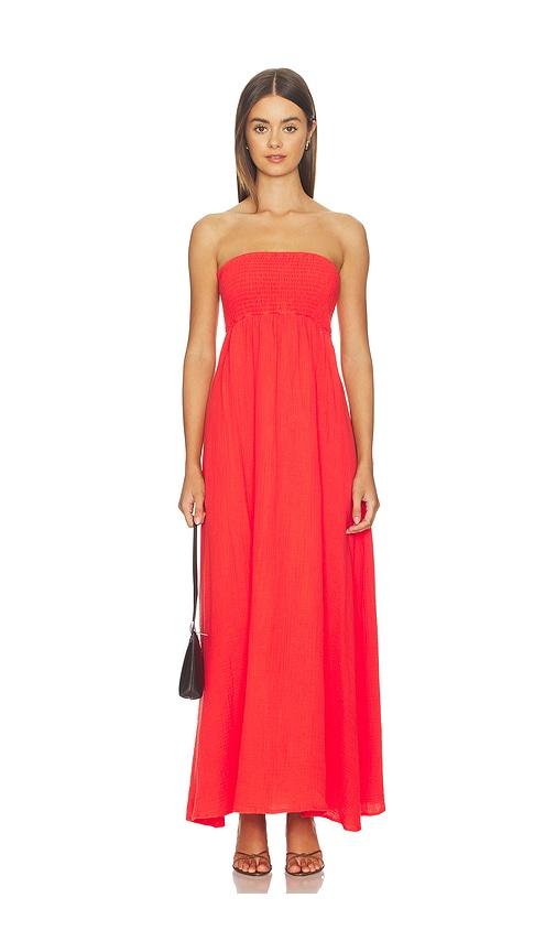 beach riot yula maxi dress in red.