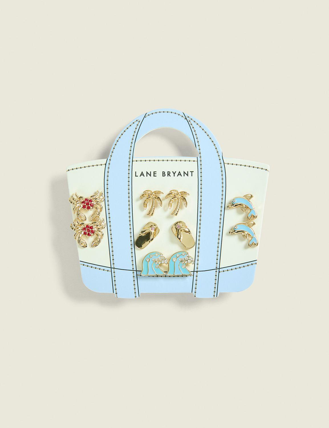 beach tote earrings 6-pack