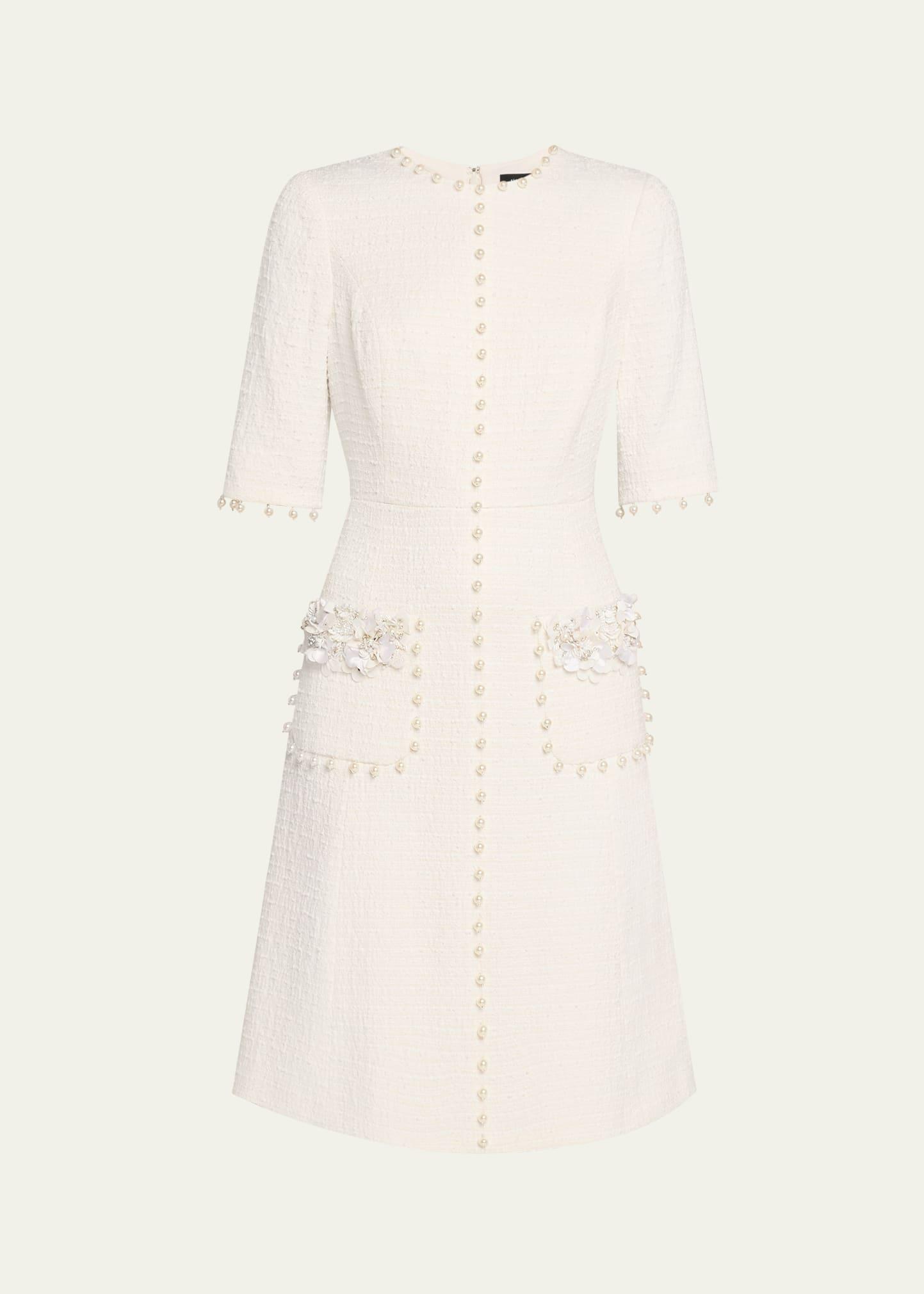 bead-embellished boucle dress