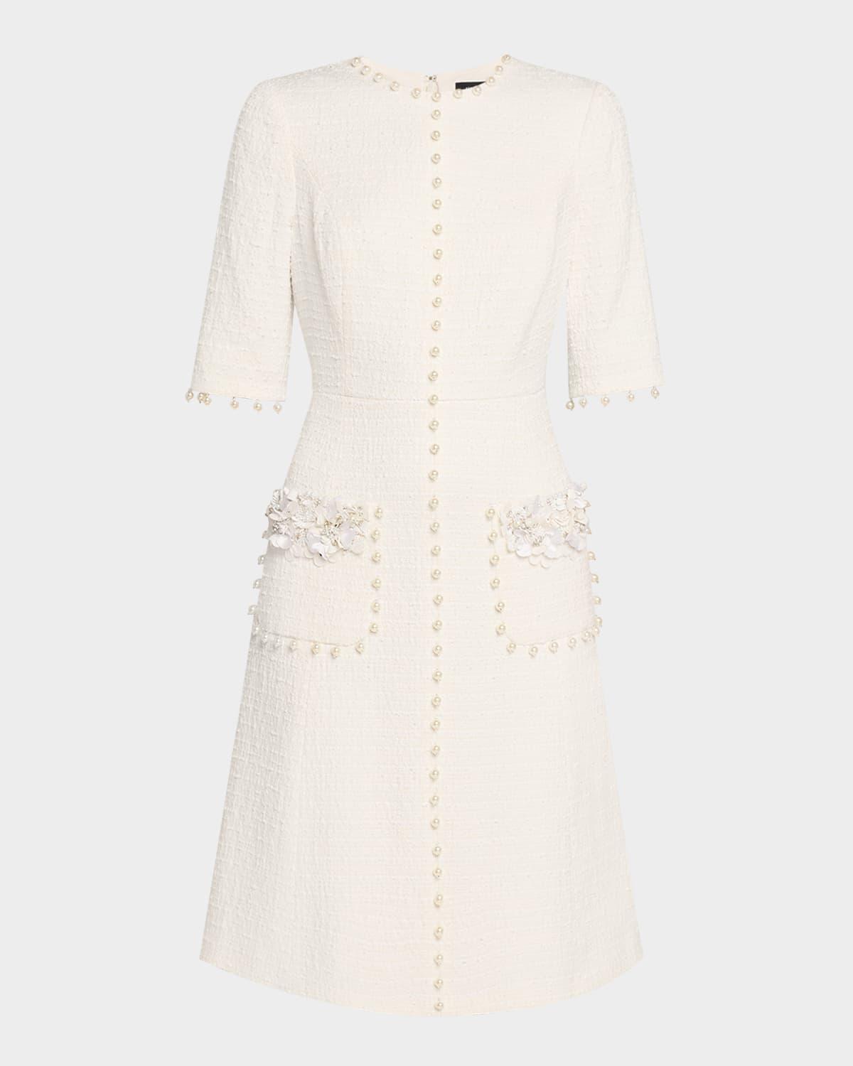bead-embellished boucle dress
