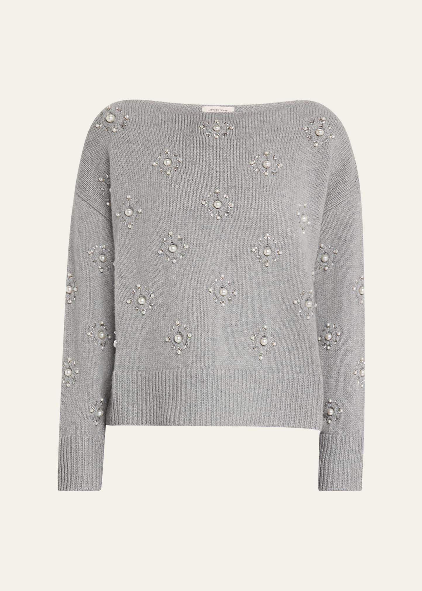 beaded bateau-neck sweater