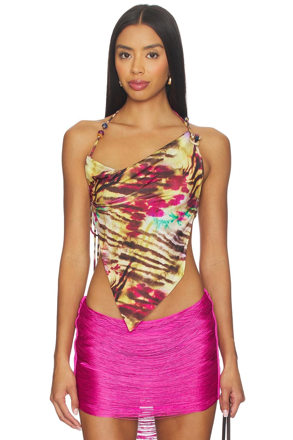 beaded cowl backless top