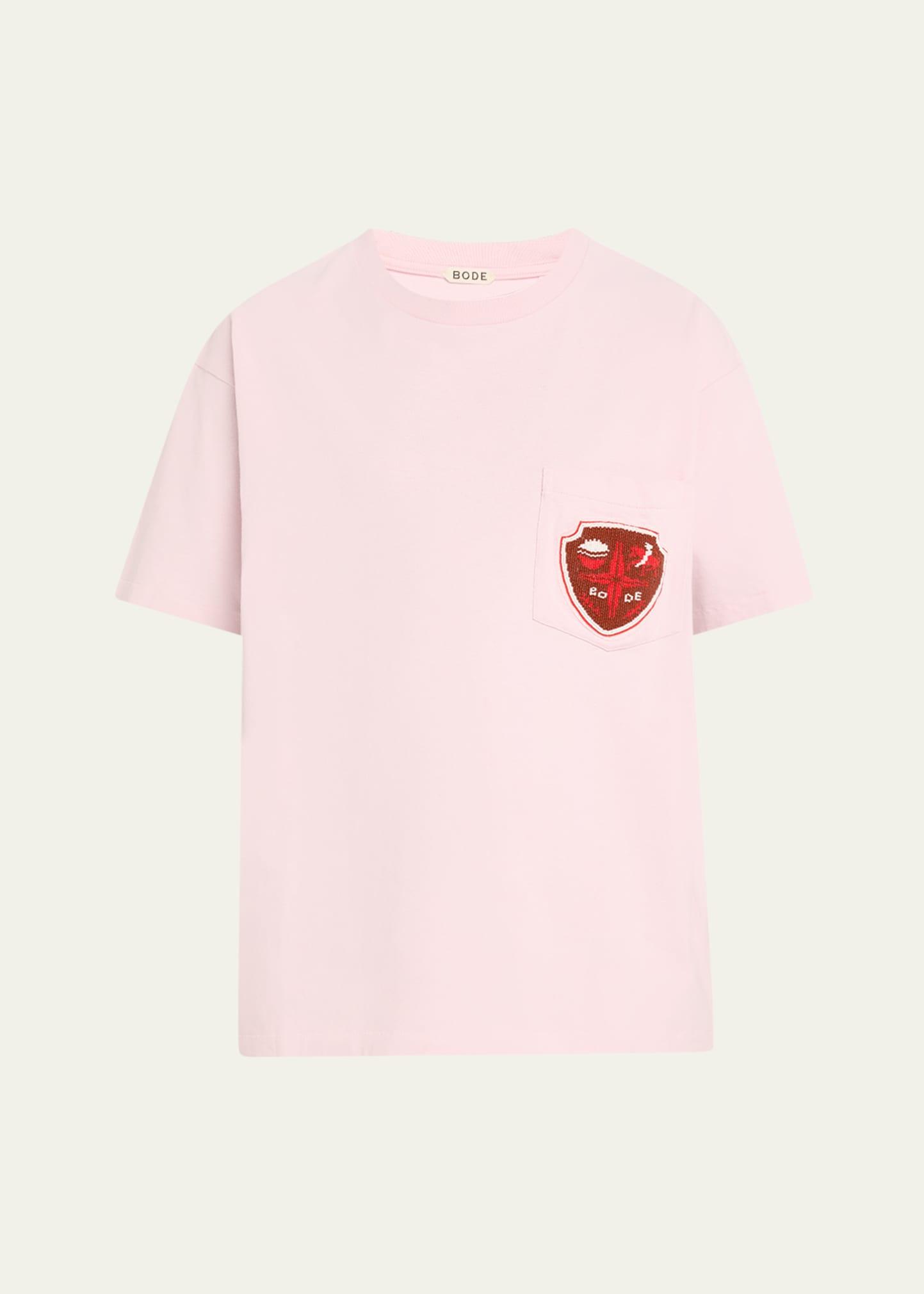 beaded crest pocket tee
