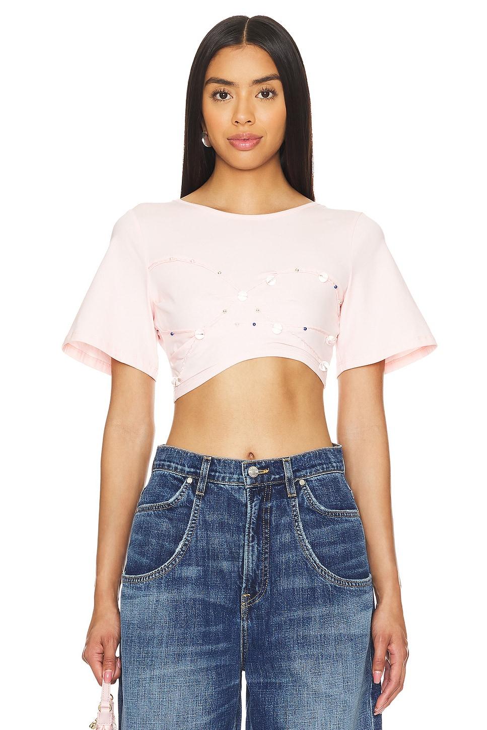 beaded crochet jersey tee