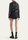 beaded crystal oversized polo cashmere shirt, gray