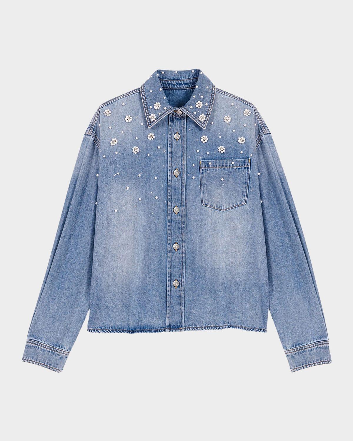 beaded denim shirt