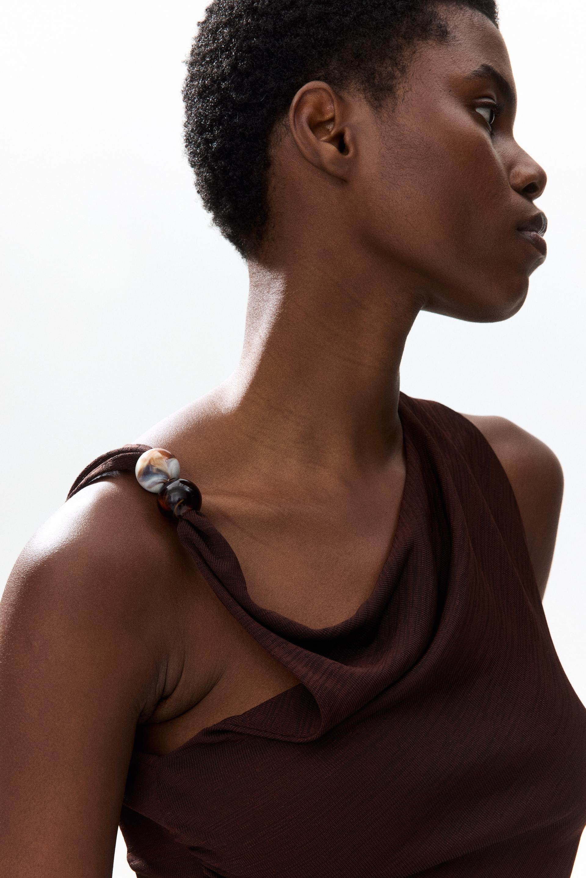 beaded-detail draped top