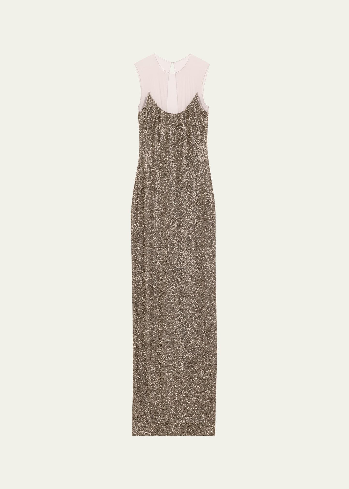 beaded illusion neckline gown