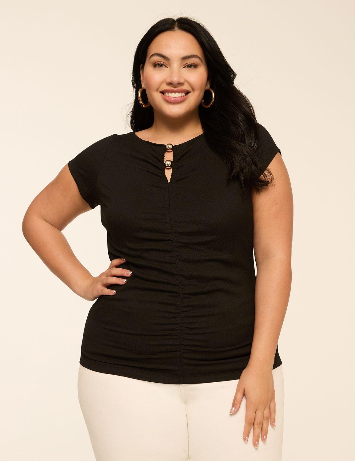 beaded keyhole boatneck top