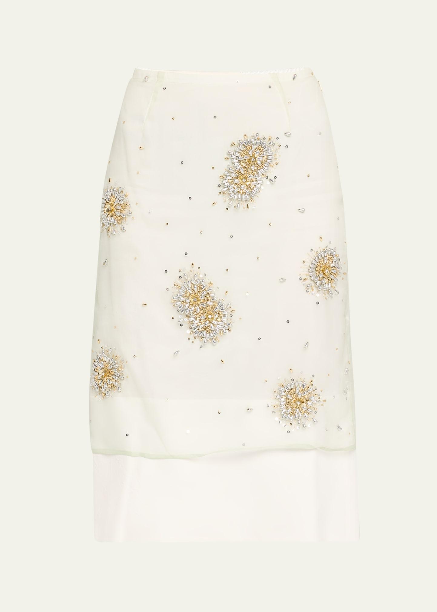 beaded organza triumph midi skirt