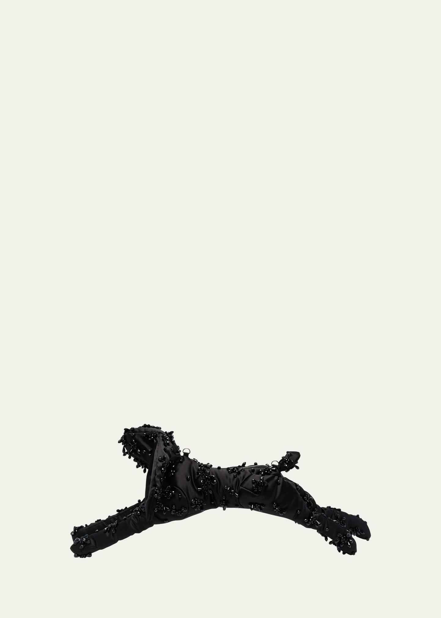 beaded satin hare crossbody bag