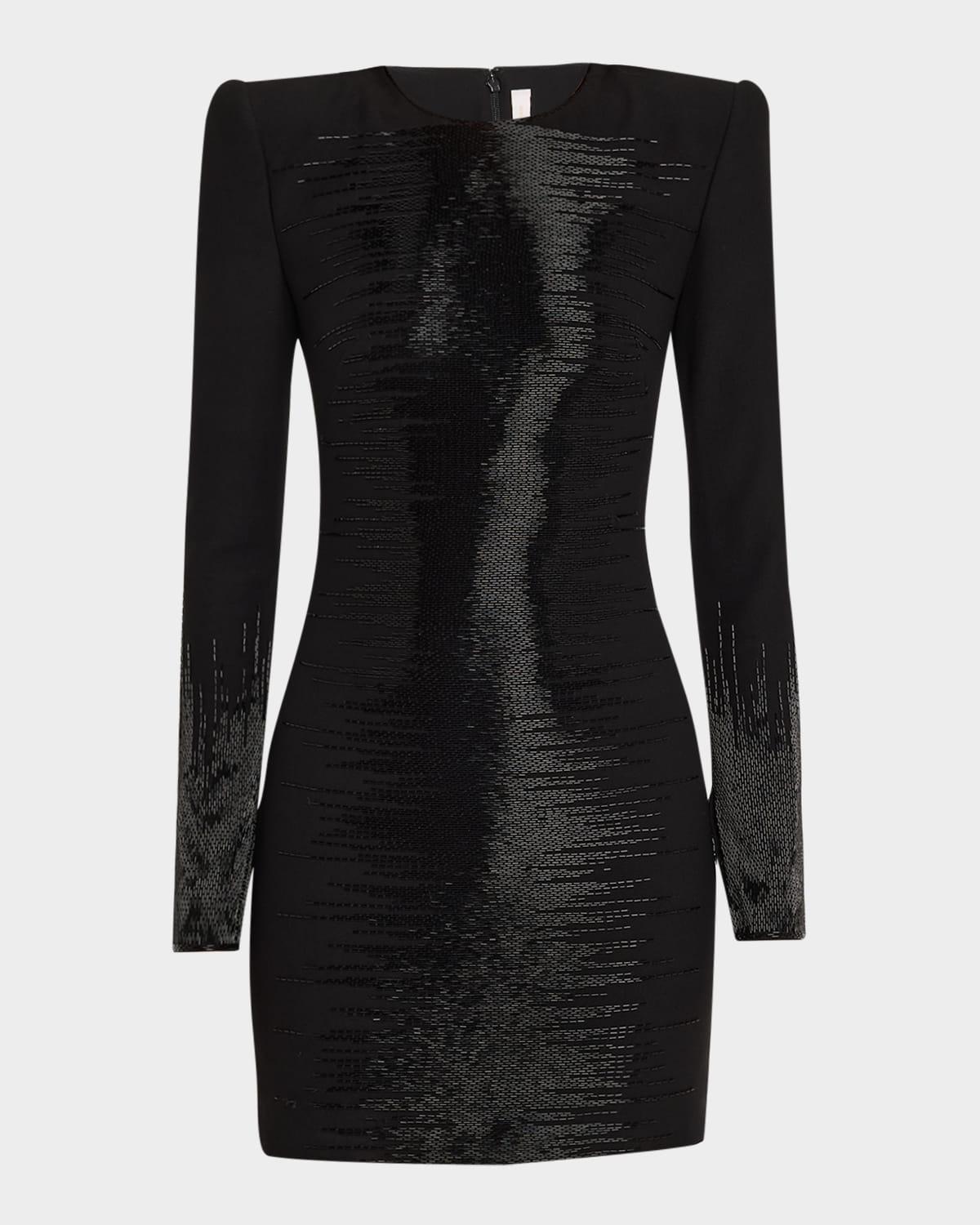 beaded strong-shoulder mini dress