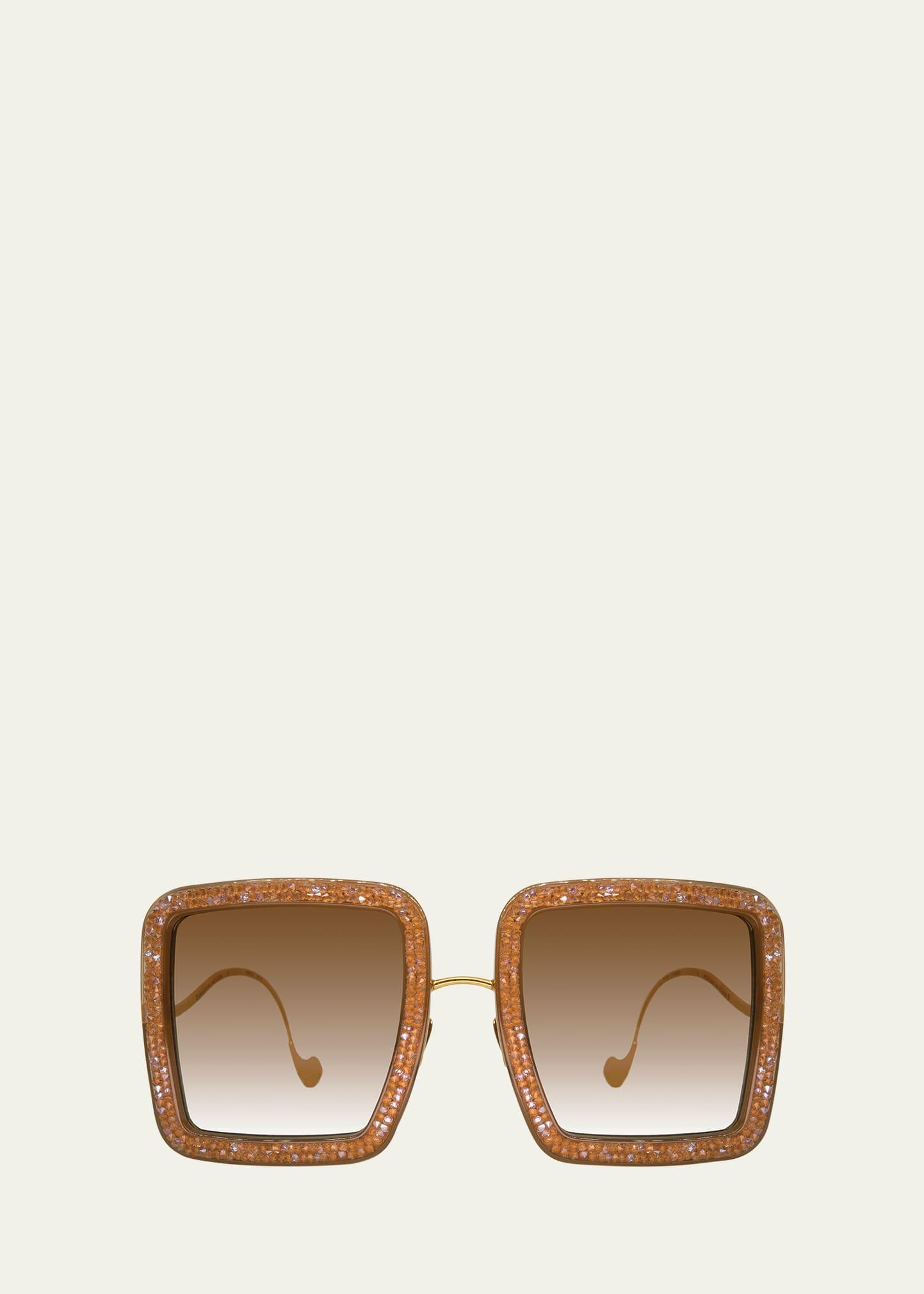 beaming sky crystal & stainless steel square sunglasses