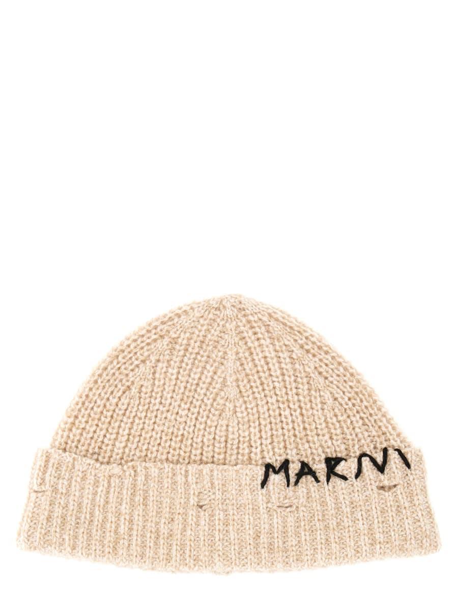 beanie hat with marni mending embroidery