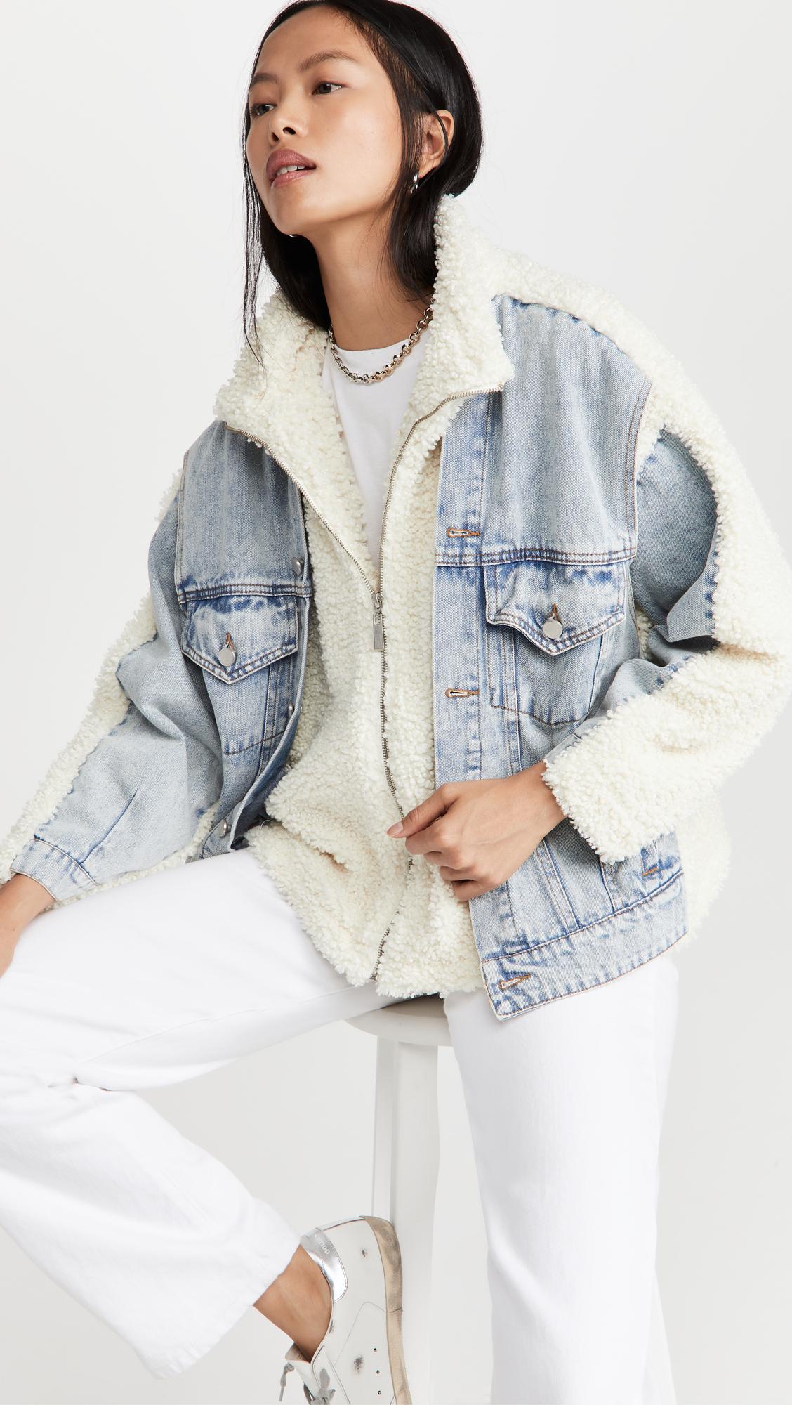 bear hug denim sherpa jacket
