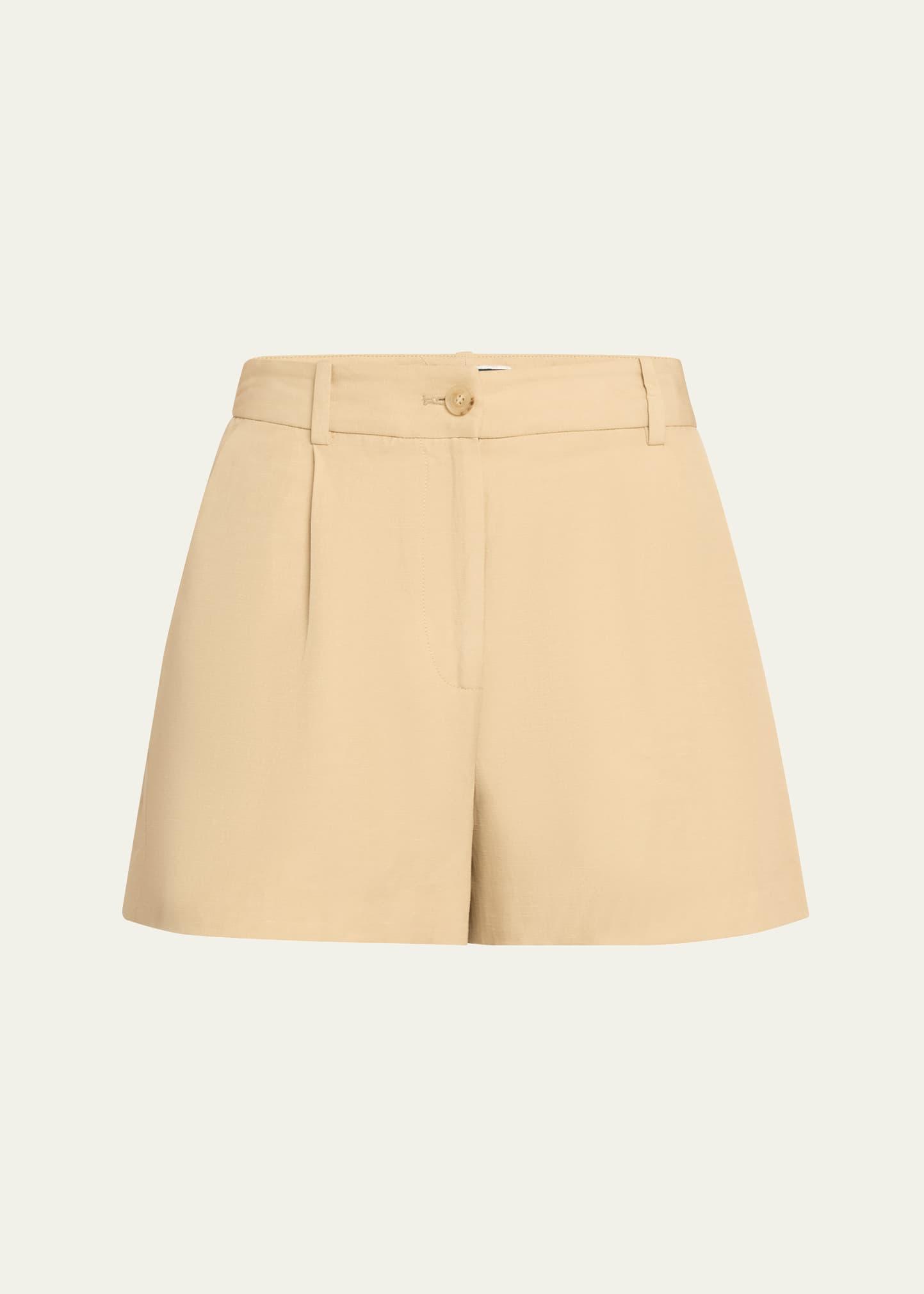 beatrice pleated linen shorts