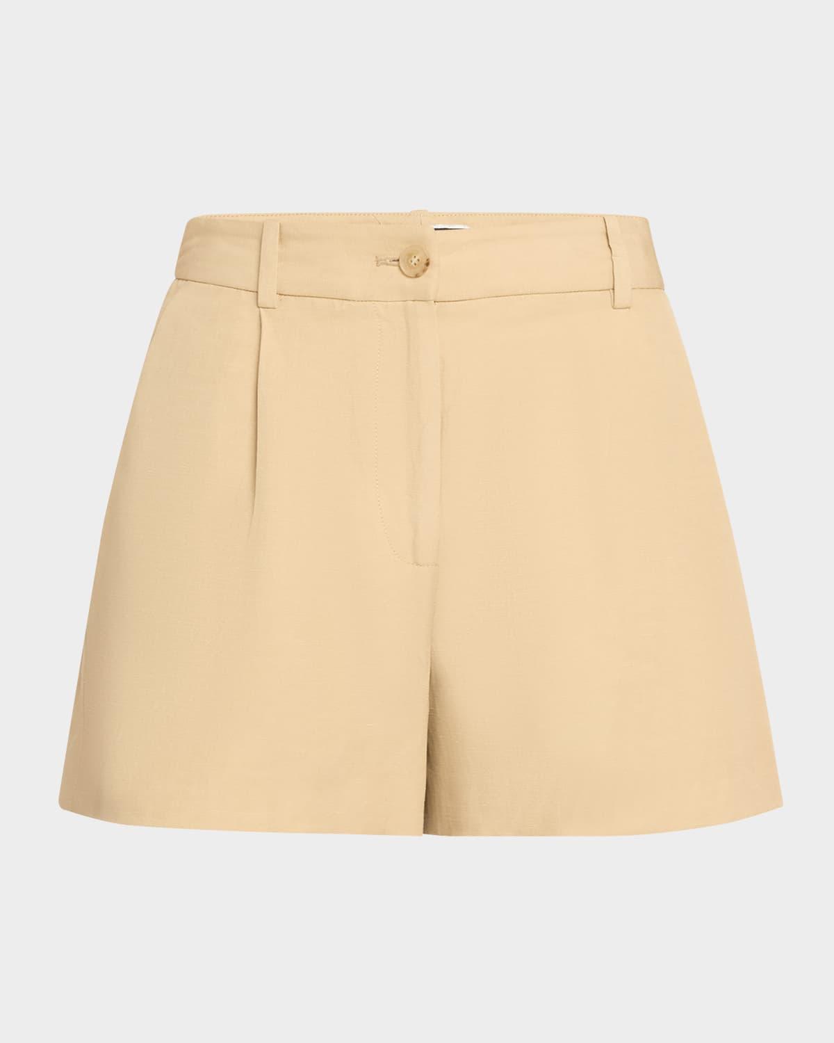beatrice pleated linen shorts
