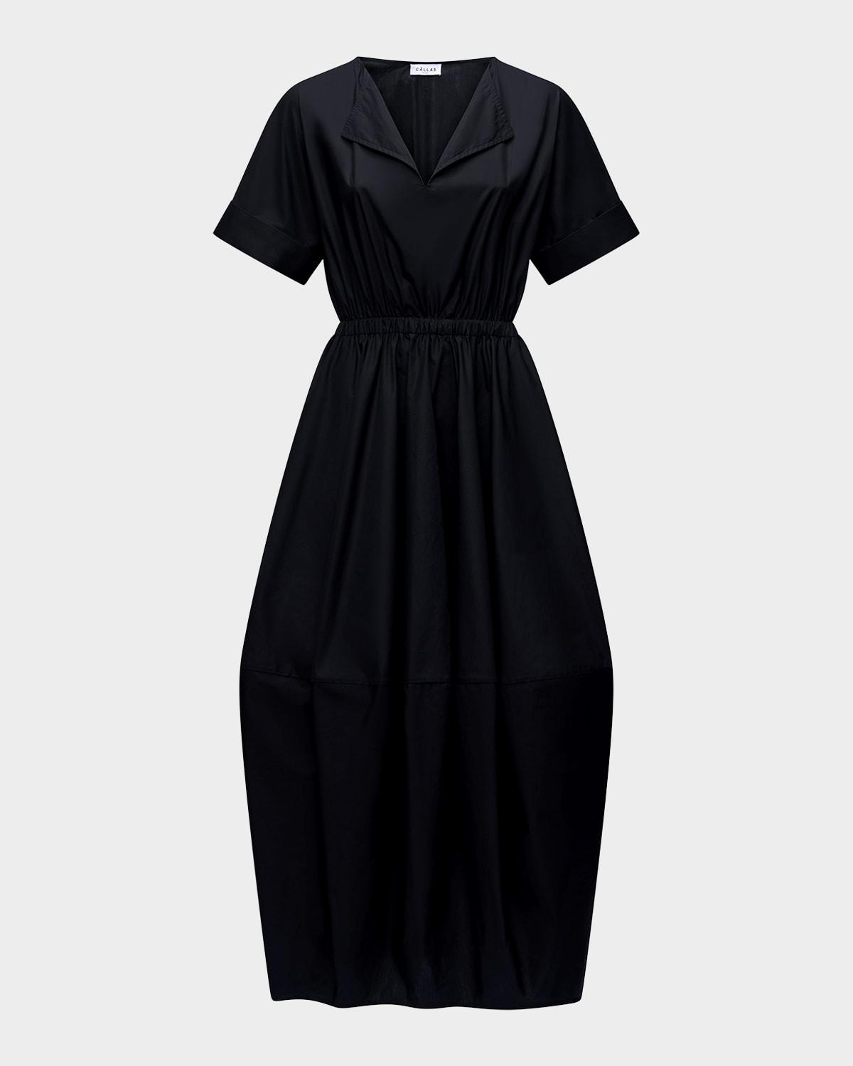 beatrice ruched cotton midi dress