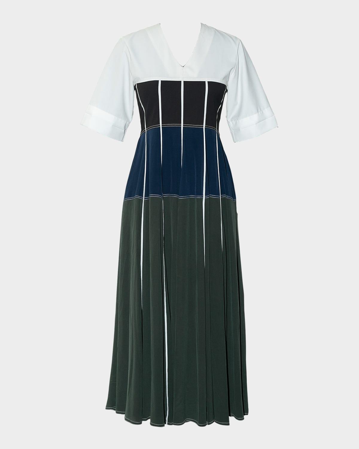 beatrix colorblock a-line midi dress
