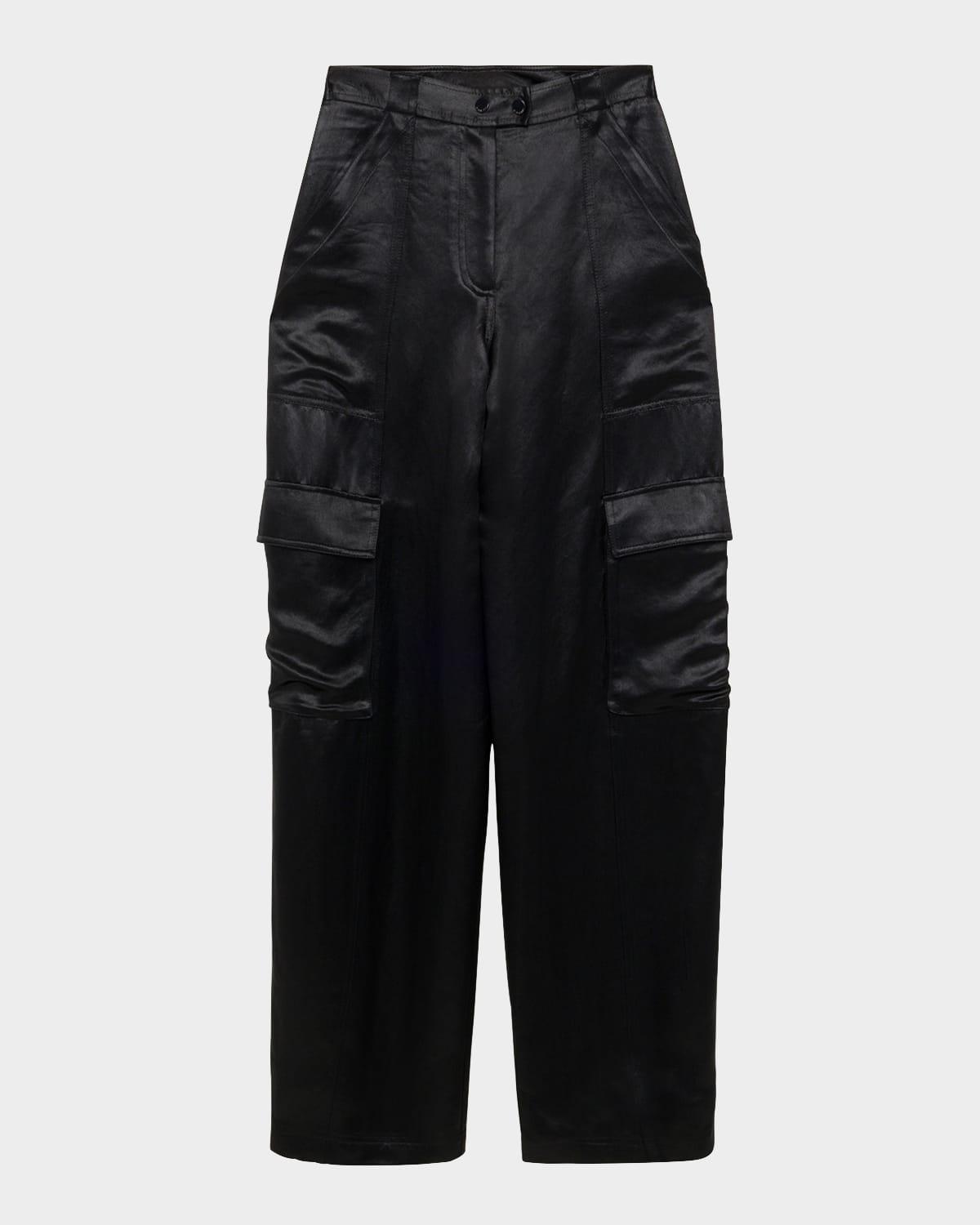 beatriz faux leather wide-leg cargo pants
