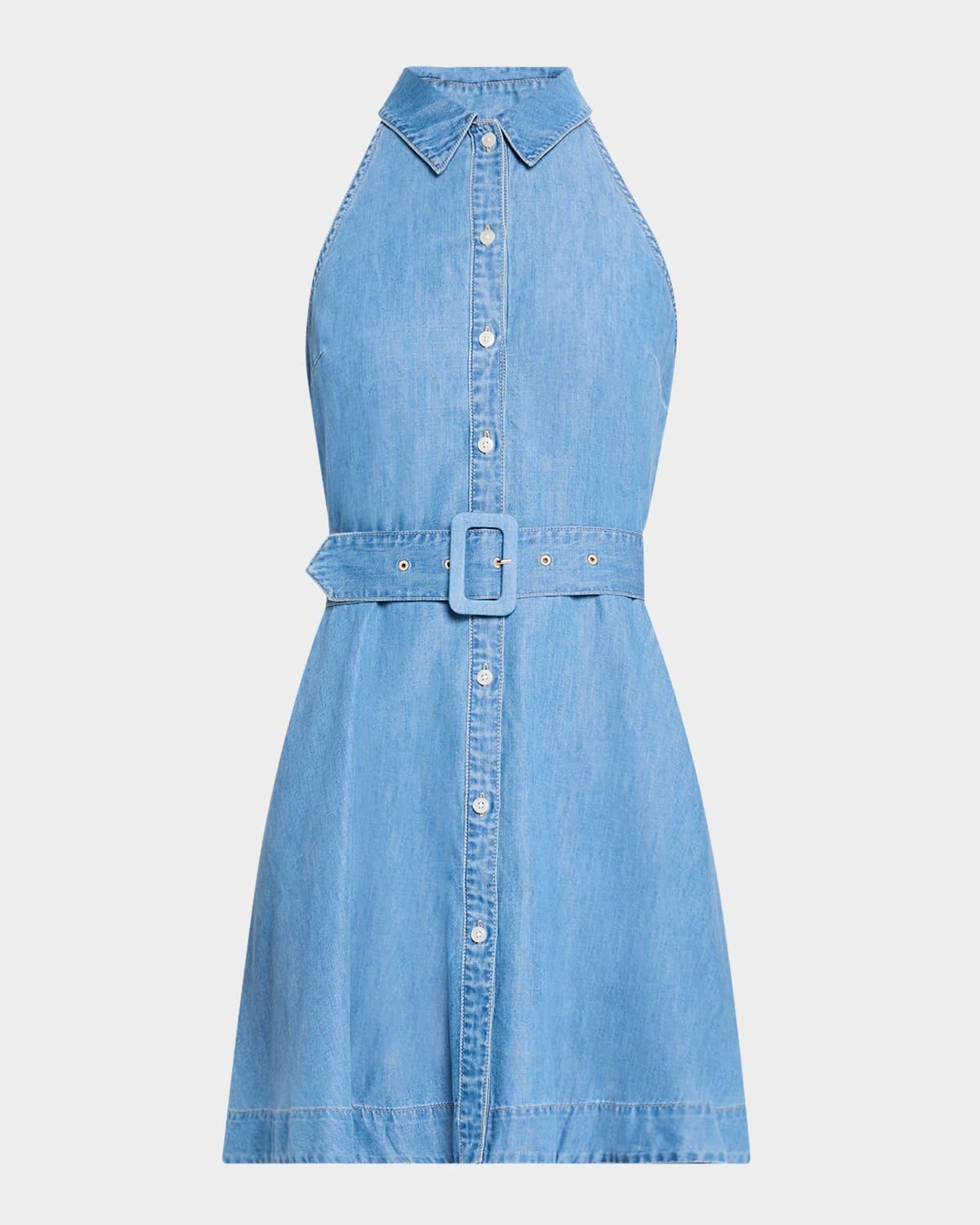 beau belted linen mini dress