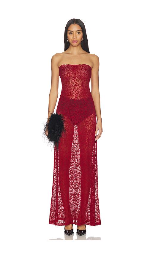 beaufille anise dress in burgundy.